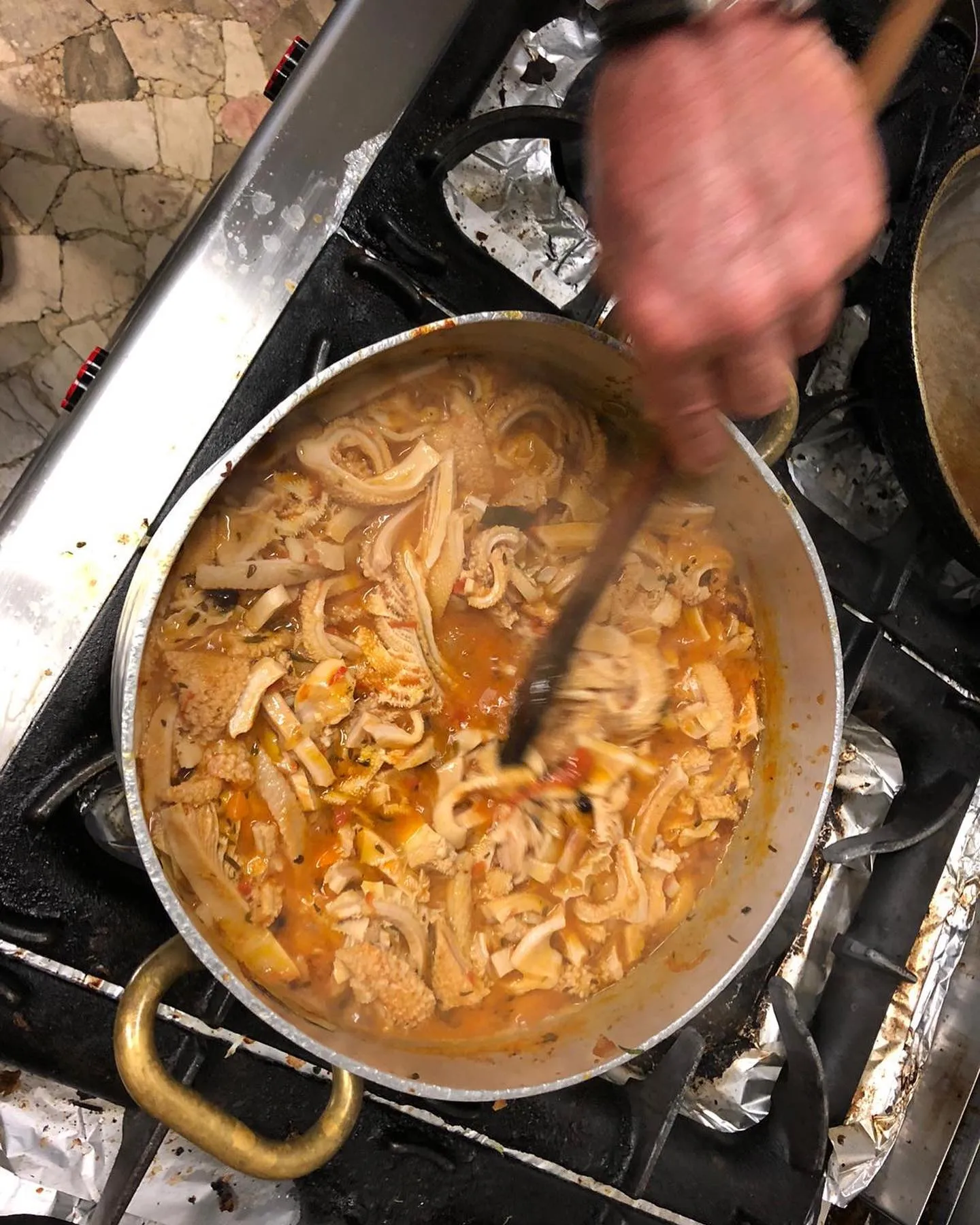 La preparazione della trippa in cucina